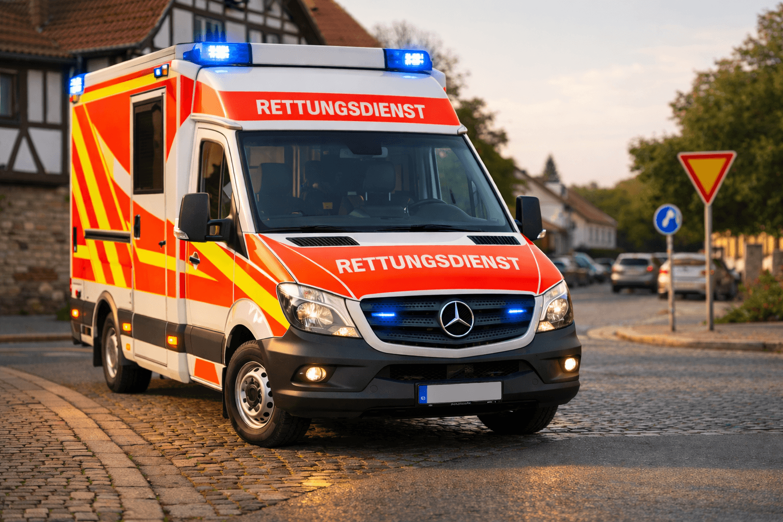 Rettungsdienstteam bei der Fahrzeugvorbereitung